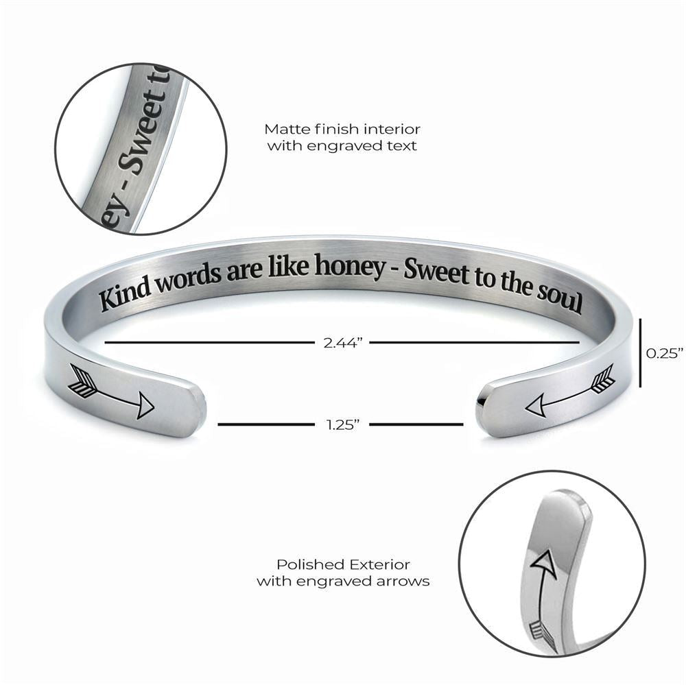 Kind Words Are Like Honey - Sweet To The Soul Personalized Cuff Bracelet, Christian Bracelet For Women, Bible Verse Bracelet, Christian Jewelry