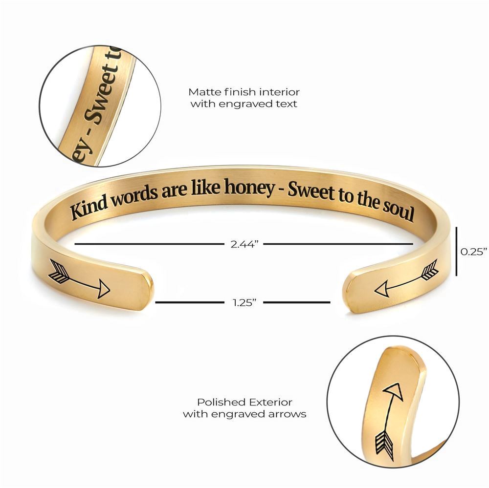 Kind Words Are Like Honey - Sweet To The Soul Personalized Cuff Bracelet, Christian Bracelet For Women, Bible Verse Bracelet, Christian Jewelry