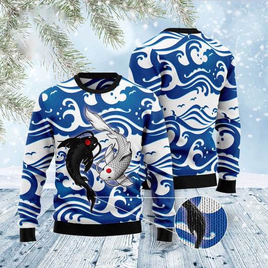 Koi Yin Yang Ugly Christmas Sweater, Funny Xmas Sweater, Sweater Xmas