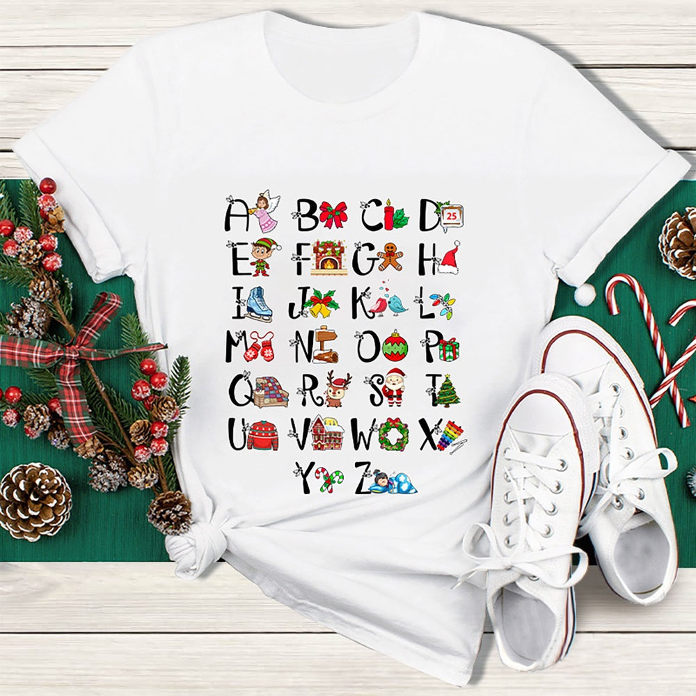 Learn The Alphabet With Christmas T Shirt, Merry T Shirt, Unisex Christmas Shirts