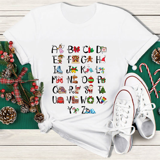 Learn The Alphabet With Christmas T Shirt, Merry T Shirt, Unisex Christmas Shirts