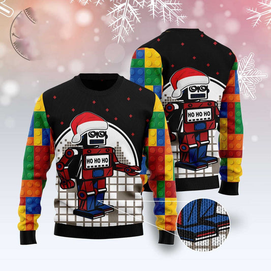 Lego Robot Hohoho Ugly Christmas Sweater, Funny Xmas Sweater, Sweater Xmas