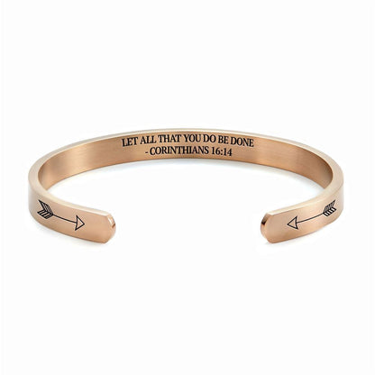 Let All That You Do Be Done With Love - Corinthians 1614 Personalized Cuff Bracelet, Christian Bracelet For Women Christian Jewelry