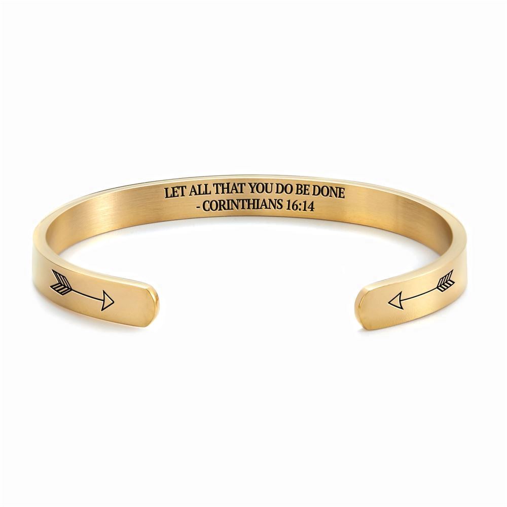 Let All That You Do Be Done With Love - Corinthians 1614 Personalized Cuff Bracelet, Christian Bracelet For Women Christian Jewelry