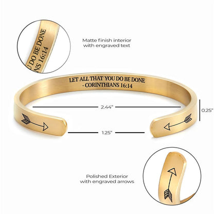 Let All That You Do Be Done With Love - Corinthians 1614 Personalized Cuff Bracelet, Christian Bracelet For Women Christian Jewelry