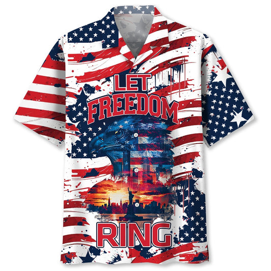 Let Freedom Ring America Hawaiian Shirt, Funny Hawaiian Shirt, Usa Hawaiian Shirt, Vintage Hawaiian Shirts