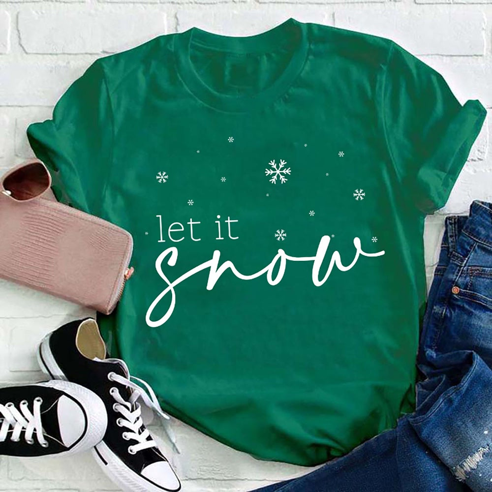 Let It Snow Snowflake T Shirt, Merry T Shirt, Unisex Christmas Shirts