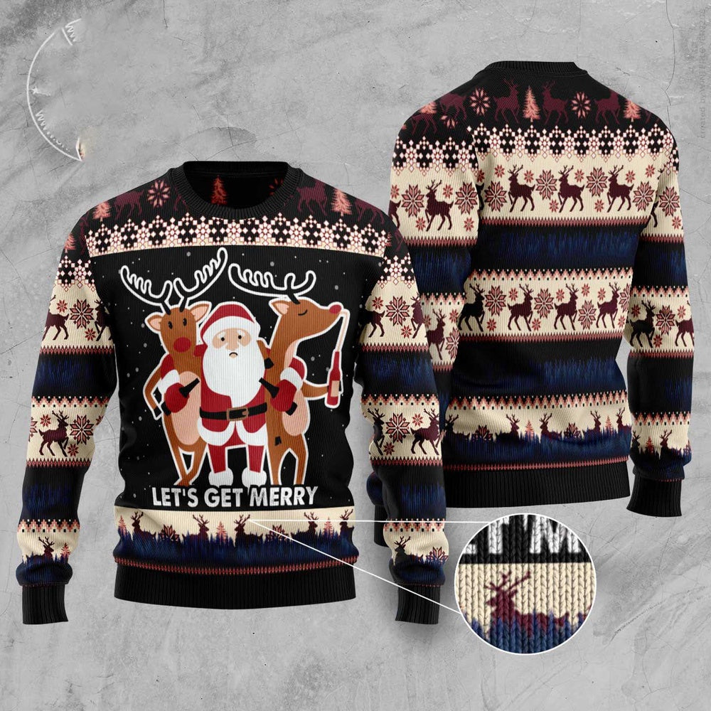 Let'S Get Merry Ugly Christmas Sweater, Funny Xmas Sweater, Sweater Xmas