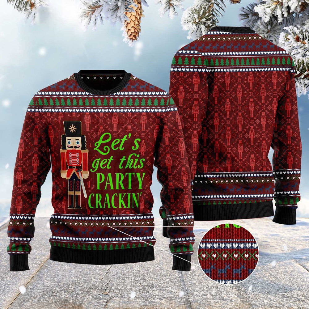 Let'S Get This Party Crackin' Ugly Christmas Sweater, Funny Xmas Sweater, Sweater Xmas