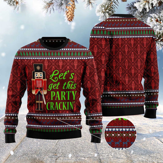 Let'S Get This Party Crackin' Ugly Christmas Sweater, Funny Xmas Sweater, Sweater Xmas