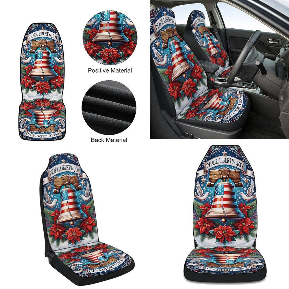Liberty Bell Christmas Cars Seat Cover, Christmas Car Seat Covers, Car Decor Gift