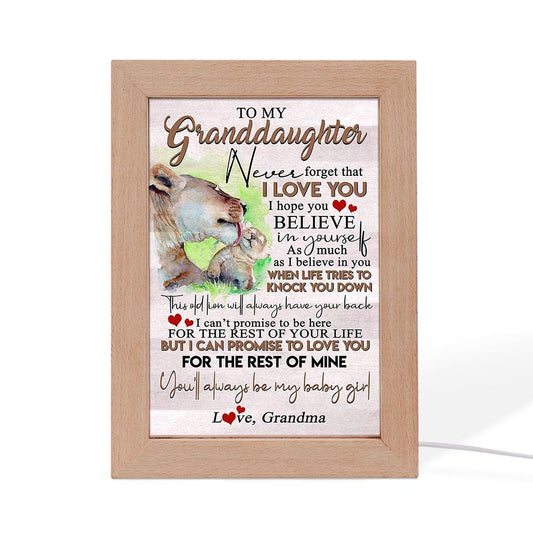 Lion Mother And Cub Baby Lion To My Granddaughter Frame Lamp, Mother's Day Night Light, Best Mom Ever, Gift For Mom