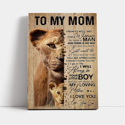 Lion Son To My Mom I Love You Canvas Mother'S Day Gift, Mother's Day Canvas Art, Gift For Mom, Birthday Gift, Mother's Day Wall Art