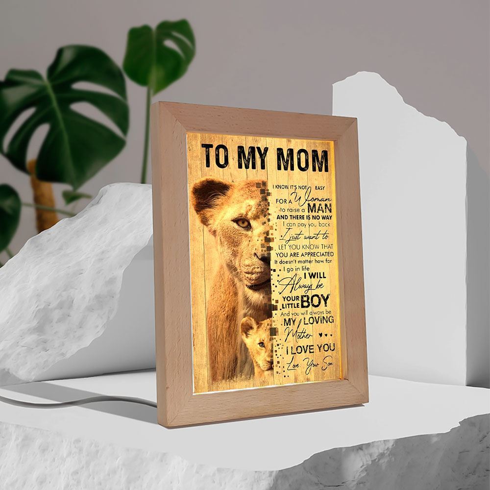 Lion Son To My Mom I Love You Frame Lamp Mother'S Day Gift, Mother's Day Night Light, Best Mom Ever, Gift For Mom