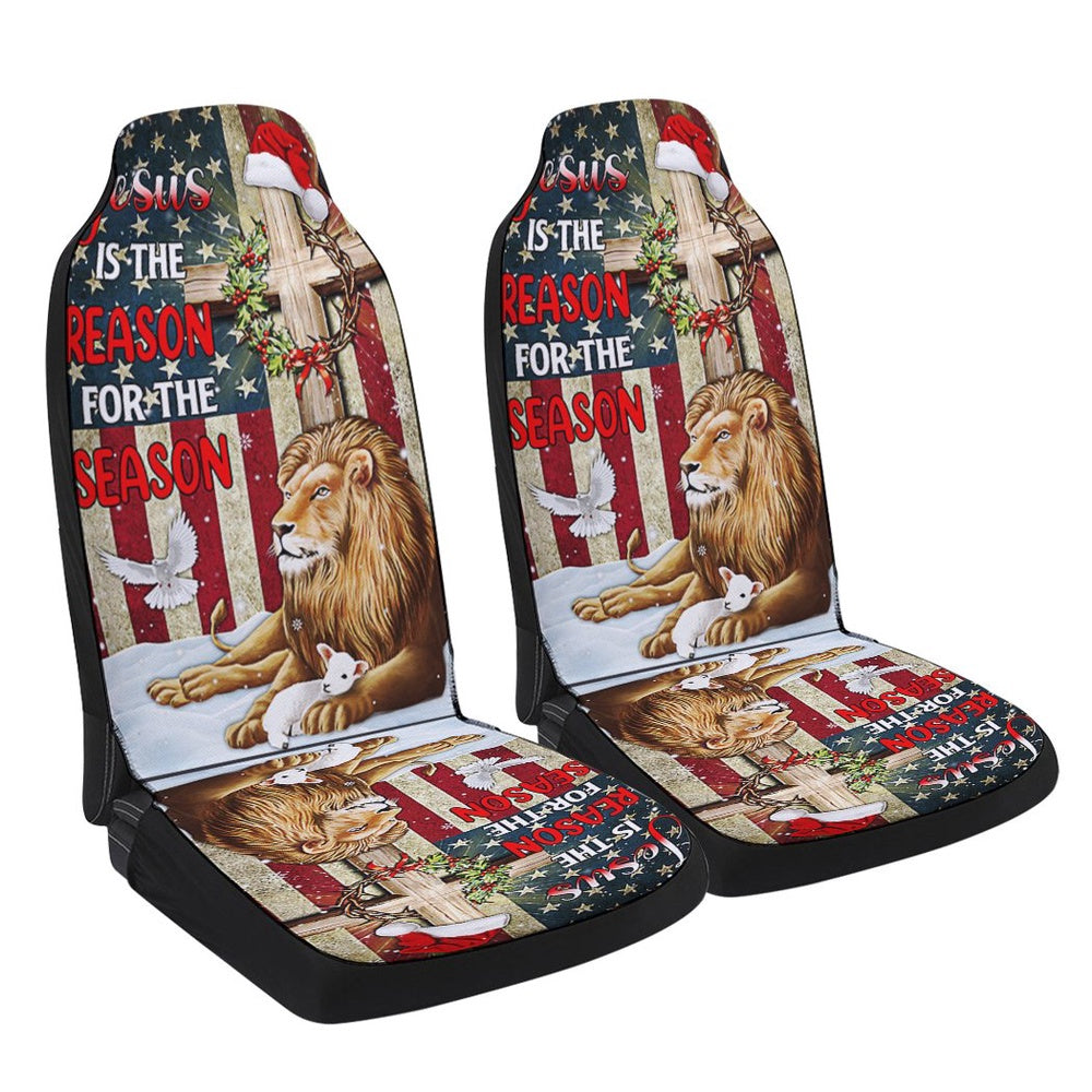 Lion of Judah Jesus Christ Cross Christmas Jesus Is The Reason For The Season Cars Seat Cover, Christmas Car Seat Covers, Car Decor Gift