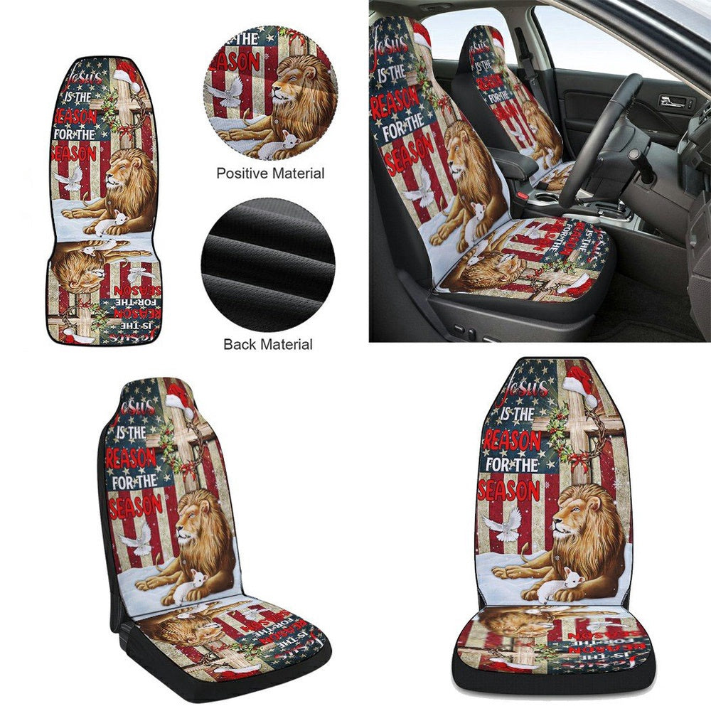 Lion of Judah Jesus Christ Cross Christmas Jesus Is The Reason For The Season Cars Seat Cover, Christmas Car Seat Covers, Car Decor Gift