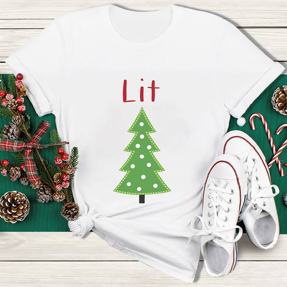 Lit Christmas Tree T Shirt, Merry T Shirt, Unisex Christmas Shirts