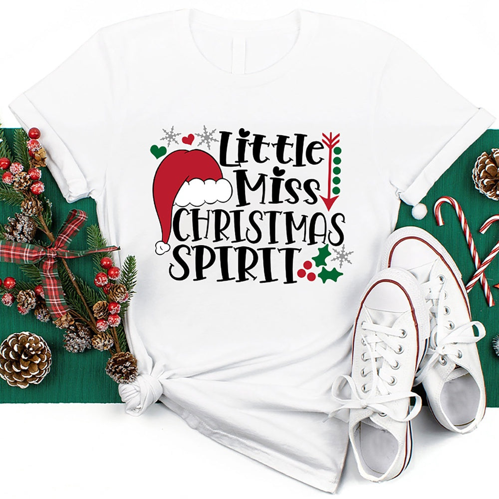 Little Miss Christmas Spirit T Shirt, Merry T Shirt, Unisex Christmas Shirts