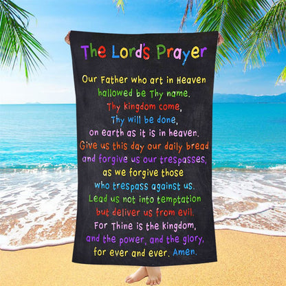 Lords Prayer Beach Towel - Catholic Gifts For Bible - Christian Beach Towel Decor