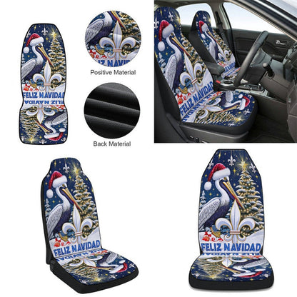 Louisiana Christmas Pelican Feliz Navidad Cars Seat Cover, Christmas Car Seat Covers, Car Decor Gift