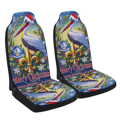Louisiana Pelican Christmas Cars Seat Cover, Christmas Car Seat Covers, Car Decor Gift
