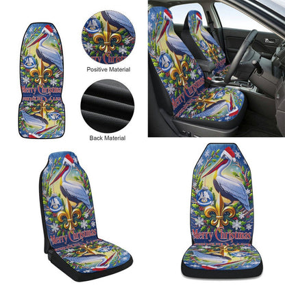 Louisiana Pelican Christmas Cars Seat Cover, Christmas Car Seat Covers, Car Decor Gift