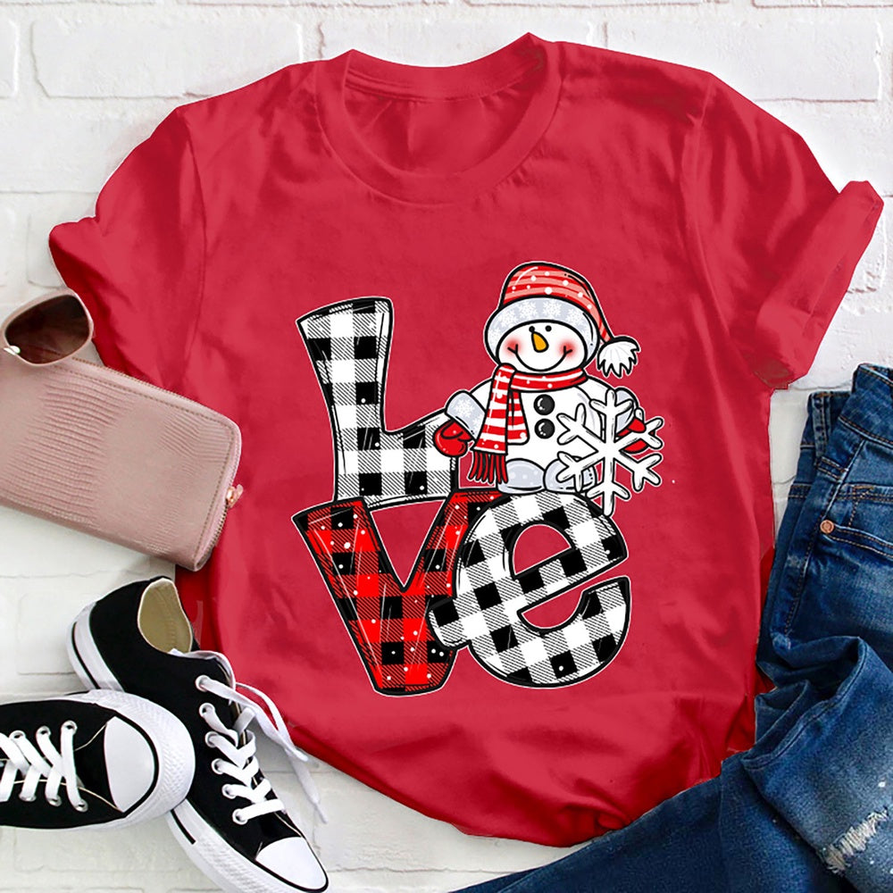 Love Cute Snowman T Shirt, Merry T Shirt, Unisex Christmas Shirts