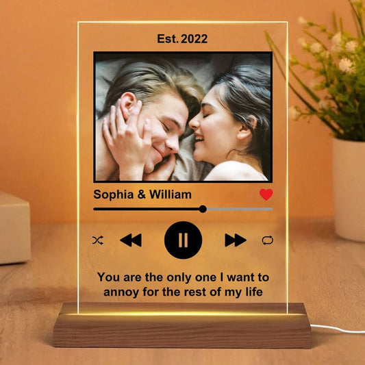 Love Song 3D LED Light, Personalized Couple Photo Night light, Best Gift For Couple, Mother's Day Night Lights For Bedroom