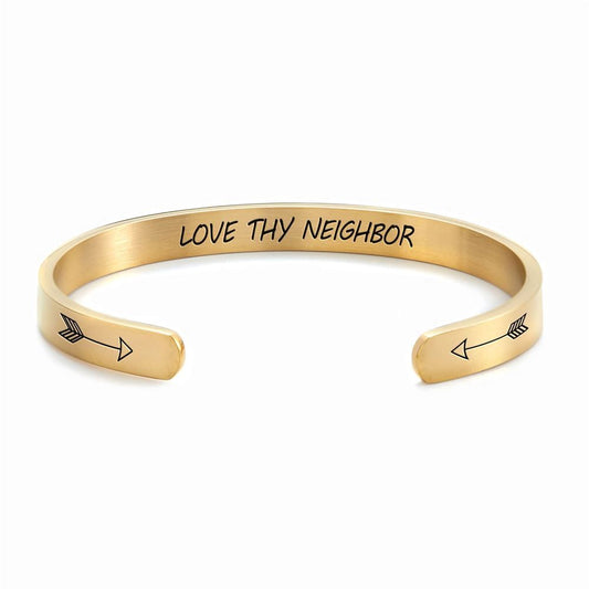 Love Thy Neighbor Personalized Cuff Bracelet, Christian Bracelet For Women, Bible Verse Bracelet, Christian Jewelry