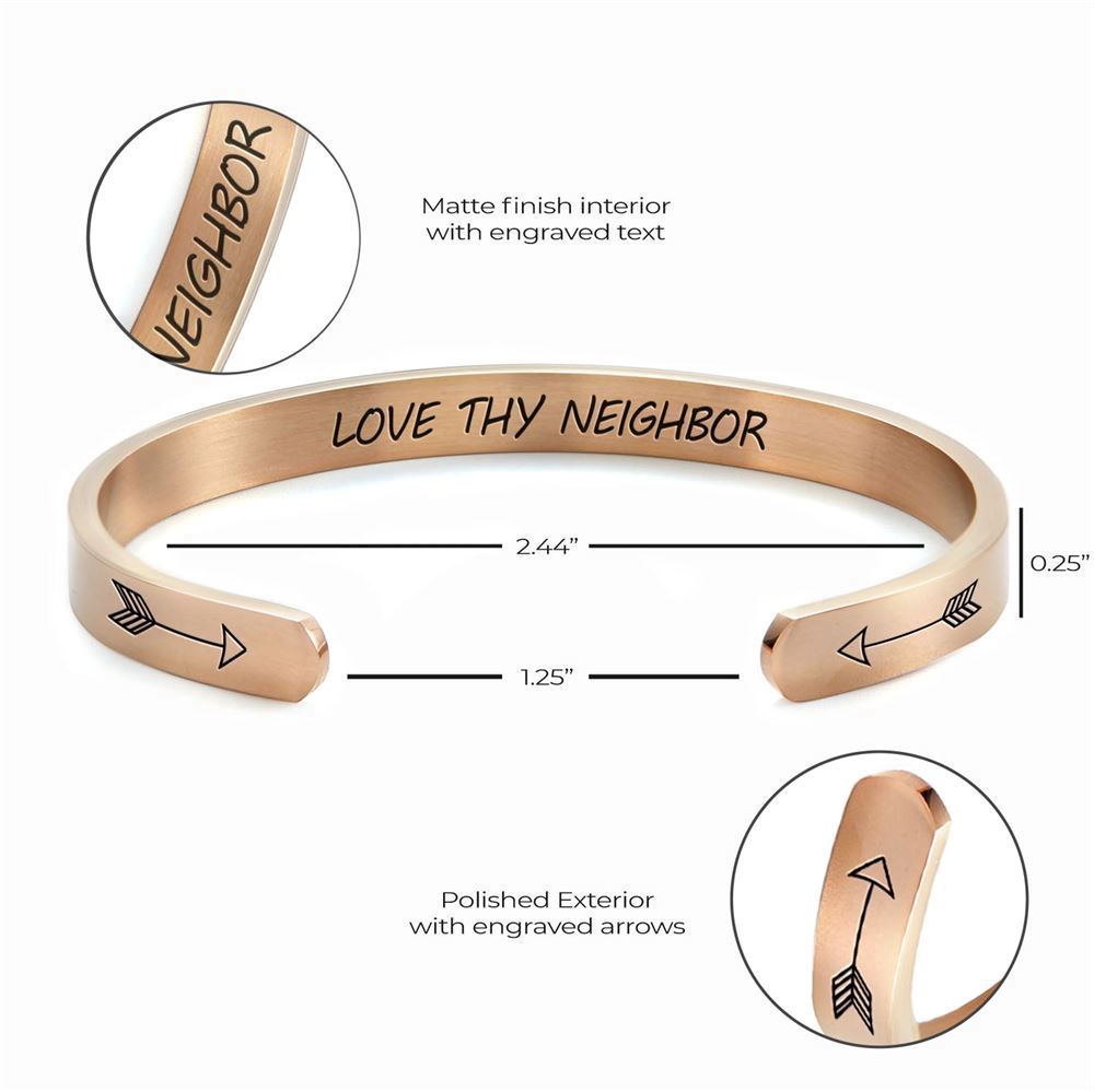 Love Thy Neighbor Personalized Cuff Bracelet, Christian Bracelet For Women, Bible Verse Bracelet, Christian Jewelry