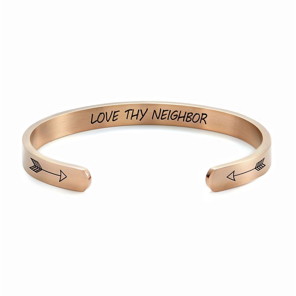Love Thy Neighbor Personalized Cuff Bracelet, Christian Bracelet For Women, Bible Verse Bracelet, Christian Jewelry