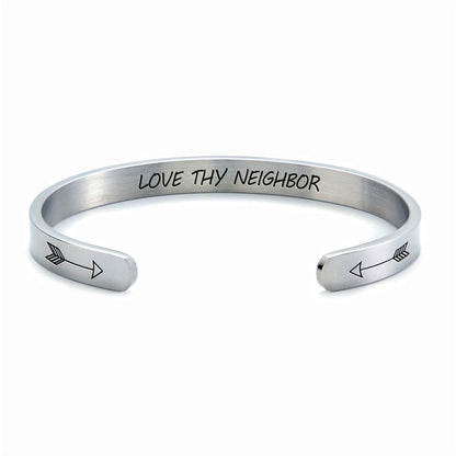 Love Thy Neighbor Personalized Cuff Bracelet, Christian Bracelet For Women, Bible Verse Bracelet, Christian Jewelry