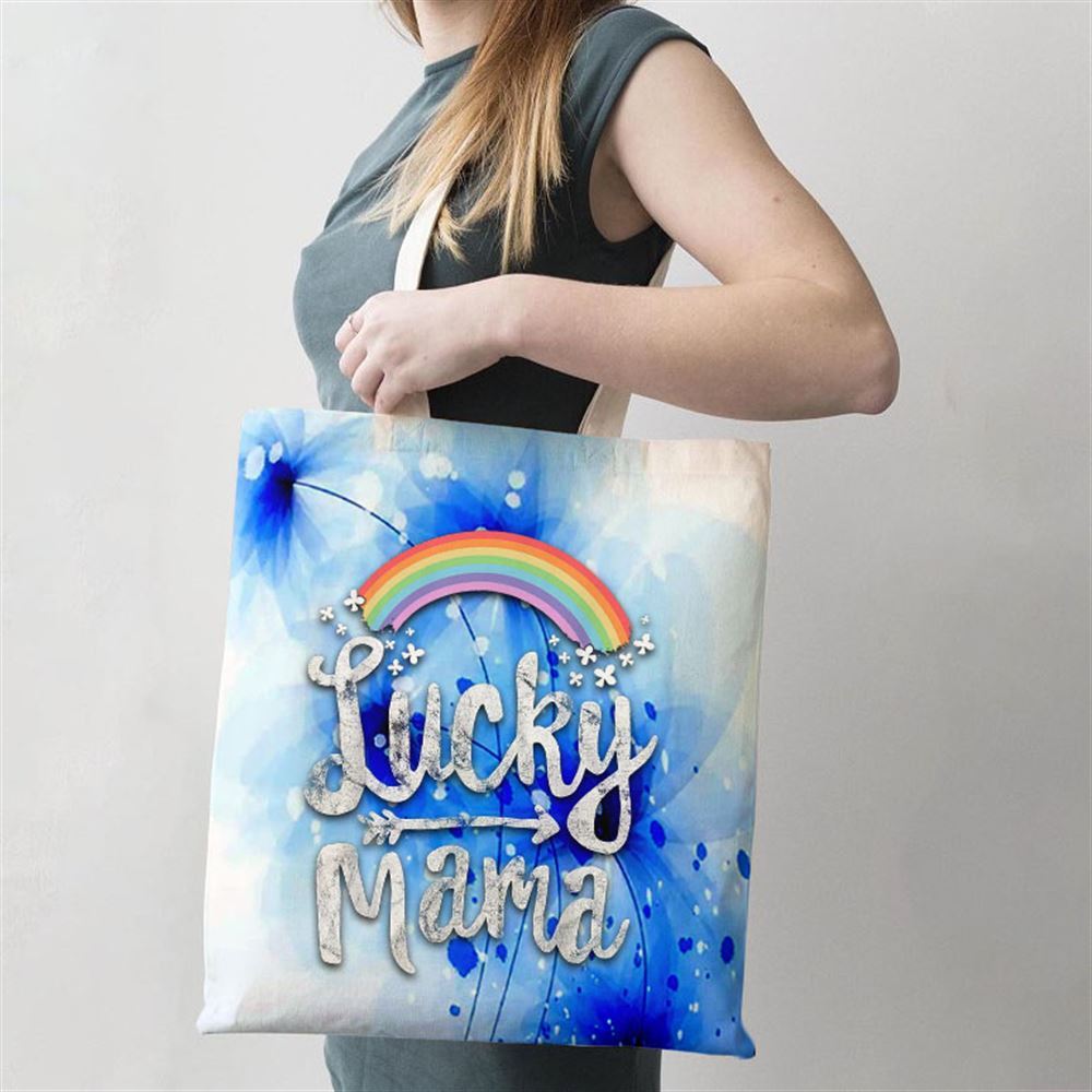 Lucky Mama Family St Patricks Day Mom Mothers Day Tshirt Tote Bag, Women Tote Bag, Canvas Tote Bag, Printed Tote Bag