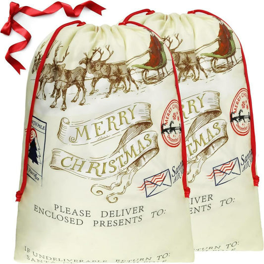 Merry Christmas Reindeer And Santa Print  Christmas Sack, Gift For Chidren, Christmas Bag Gift, Christmas Gift 2023