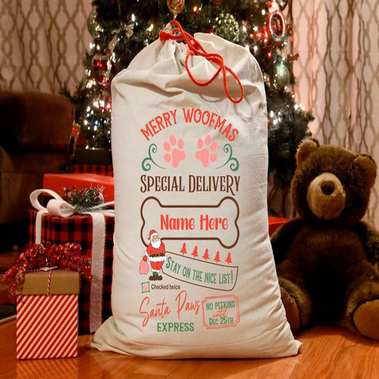 Merry Woofmas Dog Christmas Sack, Gift For Chidren, Christmas Bag Gift, Christmas Gift 2023