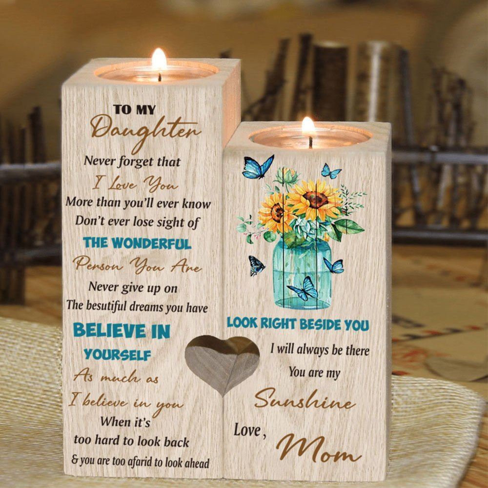 Mother's Day Candle Holders, To My Daughter, Never Forget That I Love You More Than You'Ll Ever Know Heart Candle Holders