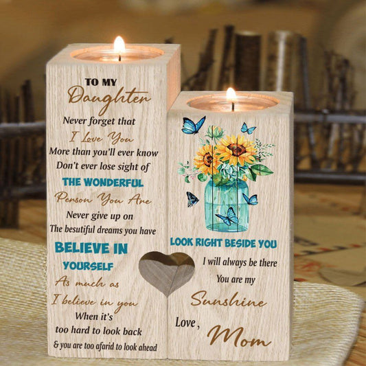 Mother's Day Candle Holders, To My Daughter, Never Forget That I Love You More Than You'Ll Ever Know Heart Candle Holders