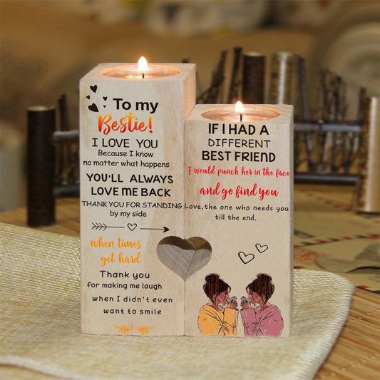 Mother's Day Candle Holders, To My Bestie, I Love You, Because I Know No Matter What Happens, You'Ll Always Love Me Back Heart Candle Holders