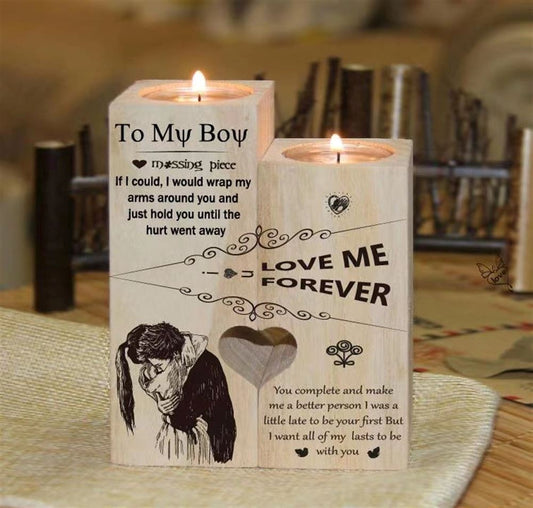 Mother's Day Candle Holders, To My Boy, You Complete And Make Me A Better Person I Was A Little Late To Be Your First Heart Candle Holders
