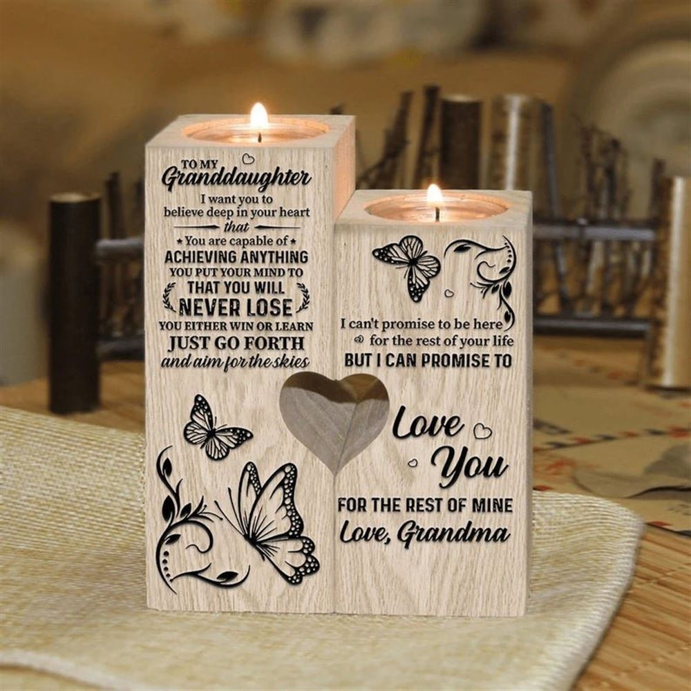Mother's Day Candle Holders, To My Granddaughter, I Can Promise To Love You For The Rest Of Mine Heart Candle Holders