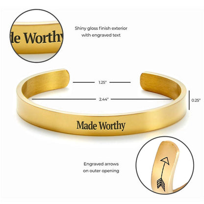 Made Worthy Personalized Cuff Bracelet, Christian Bracelet For Women, Bible Verse Bracelet, Christian Jewelry