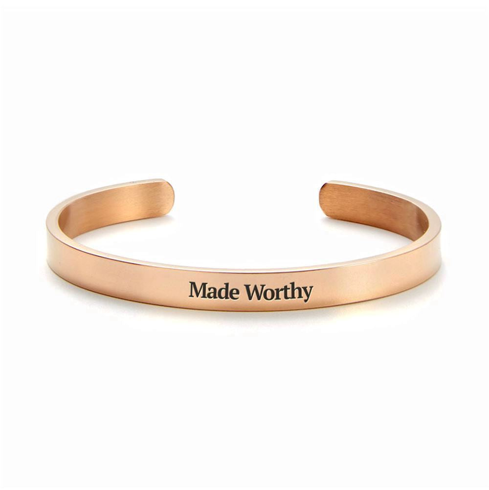 Made Worthy Personalized Cuff Bracelet, Christian Bracelet For Women, Bible Verse Bracelet, Christian Jewelry