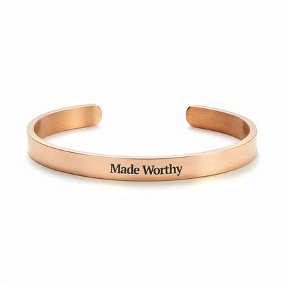 Made Worthy Personalized Cuff Bracelet, Christian Bracelet For Women, Bible Verse Bracelet, Christian Jewelry