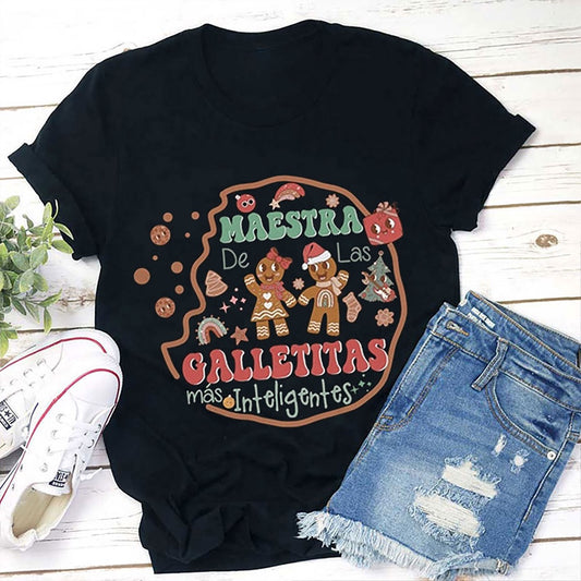Maestra Galletitas De Las Mas Inteligentes Spanish T Shirt, Merry T Shirt, Unisex Christmas Shirts