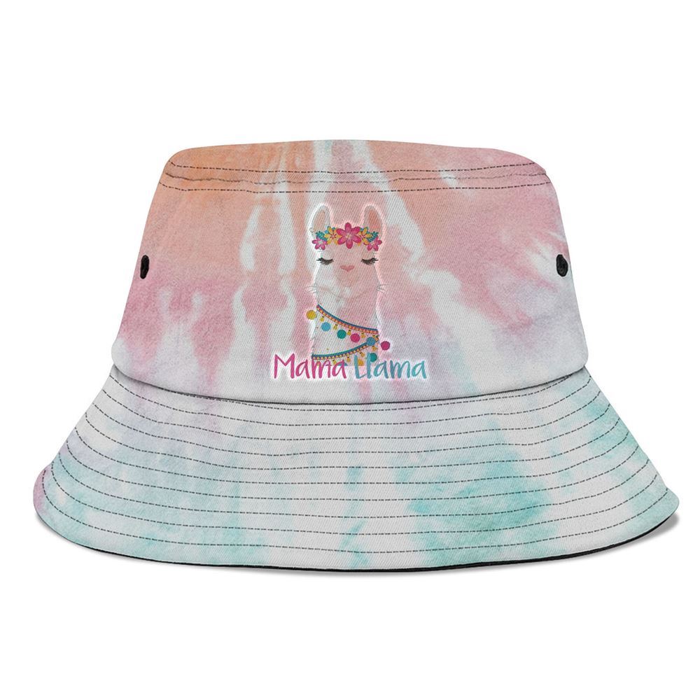 Mama Llama Funny For Women Mom Love Llama Bucket Hat, Mother's Day Bucker Hat, Tie Dye Bucket Hat, Women's Sun Hats
