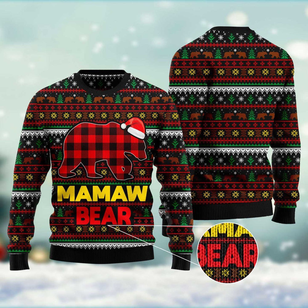 Mamaw Bear Ugly Christmas Sweater, Funny Xmas Sweater, Sweater Xmas