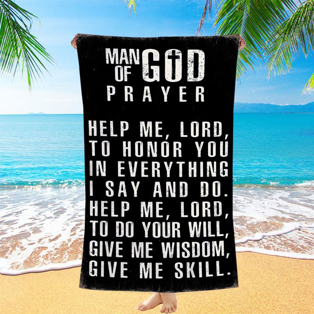 Man Of God Prayer Beach Towel - Beach Towel For Men - Christian Gifts For Men Husband Him