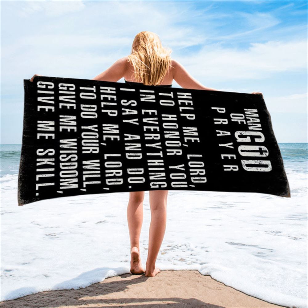 Man Of God Prayer Beach Towel - Beach Towel For Men - Christian Gifts For Men Husband Him