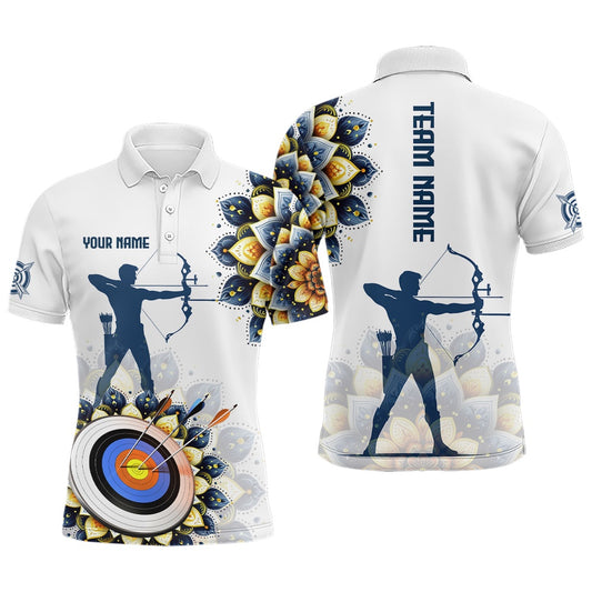 Mandala Flower Archery Custom Name Men Archery Polo Shirts, Archery Jerseys YYD, Archery Team Shirts, Custom Archery Shirts