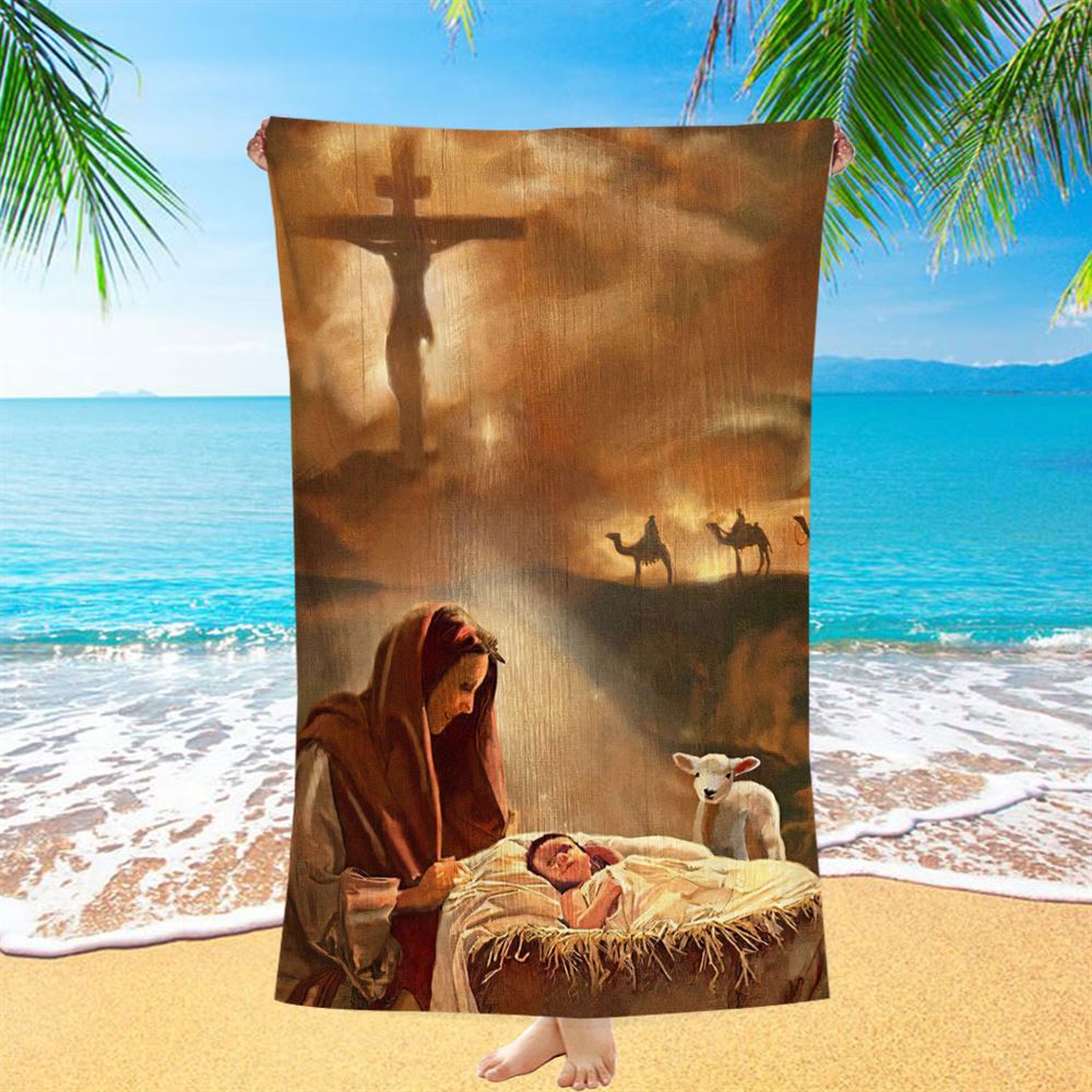 Maria And Jesus Beach Towel - Jesus Beach Towel Pictures - Christian Beach Towel